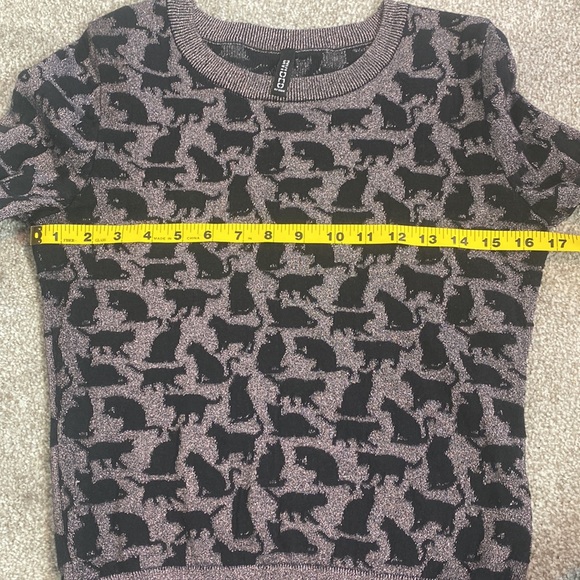 Divided by H&M Black Cat Metallic Pink Knit Sweater Size S - Picture 6 of 7